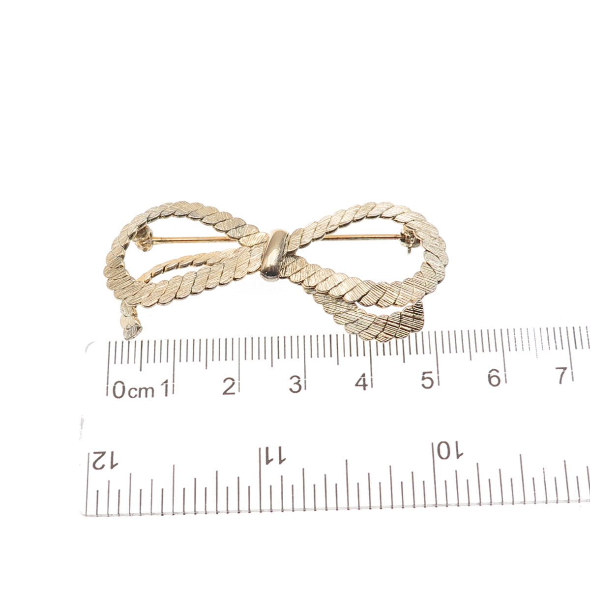 Napier 925 Sterling Silver Gold Plated Vintage Ribbed Bow Pin Brooch