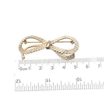 Napier 925 Sterling Silver Gold Plated Vintage Ribbed Bow Pin Brooch