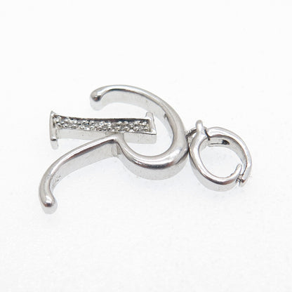 925 Sterling Silver Real Round-Cut Diamond Letter "R" Charm Pendant