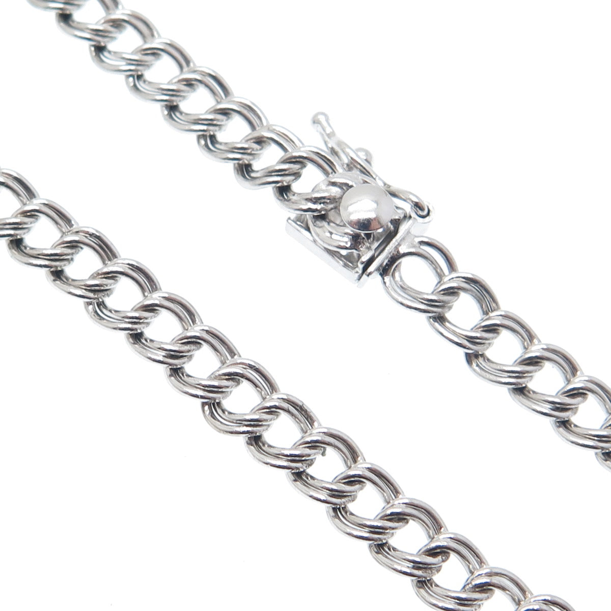 925 Sterling Silver Vintage Double Curb Link Bracelet 7.25"