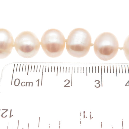 LUCAS LAMETH 925 Sterling Silver Vintage Real Baroque Pearl Beaded Necklace 24"