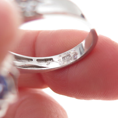 Chuck Clemency 925 Sterling Silver Real Tanzanite & White Topaz Ring Size 8.25