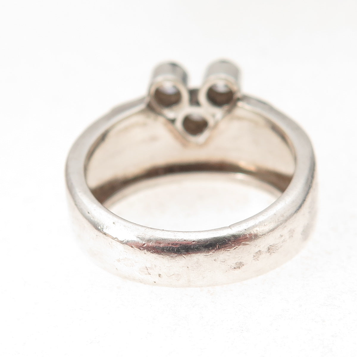 925 Sterling Silver 14K Gold Vintage Round-Cut C Z Modernist Ring Size 7.75