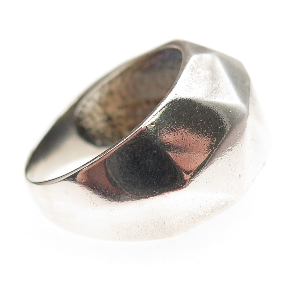 925 Sterling Silver Vintage Modernist Oxidized Dome Ring Size 9.25
