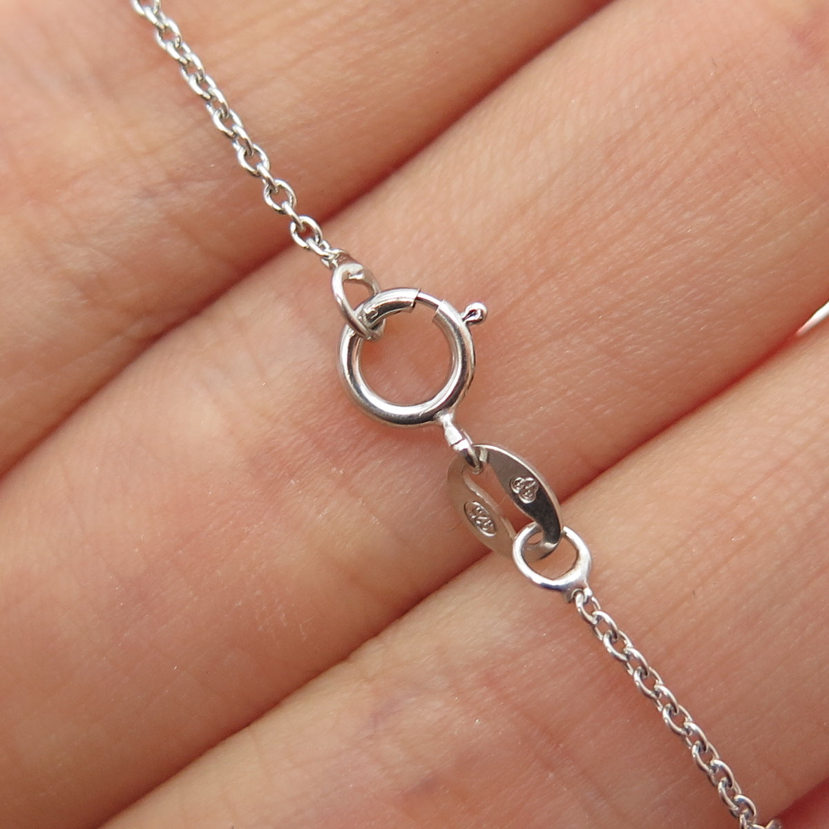 925 Sterling Silver Heart & Round-Cut C Z Cable Chain Necklace 18"