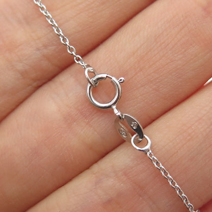 925 Sterling Silver Heart & Round-Cut C Z Cable Chain Necklace 18"