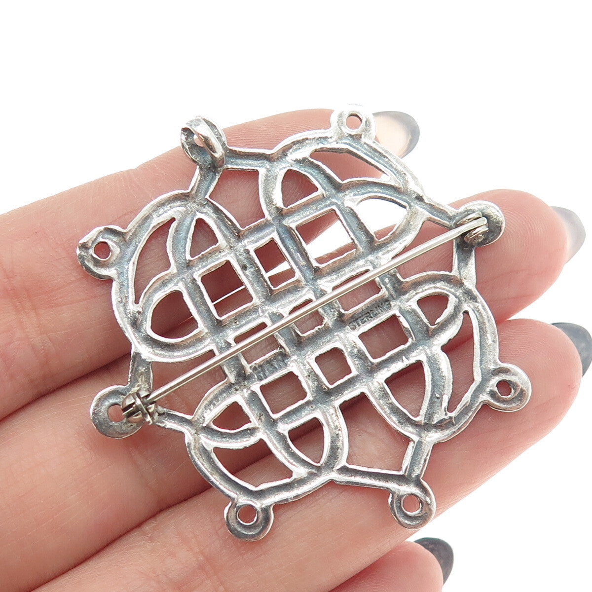 HAMILTON & HAMILTON 925 Sterling Silver Vintage Celtic Knot Pin Pendant
