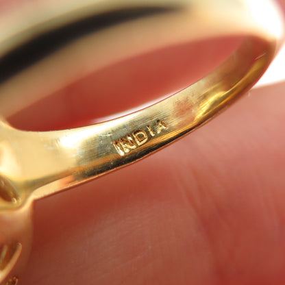 925 Sterling Silver Gold Plated Real Diamond & Green Amethyst Ring Size 4.75