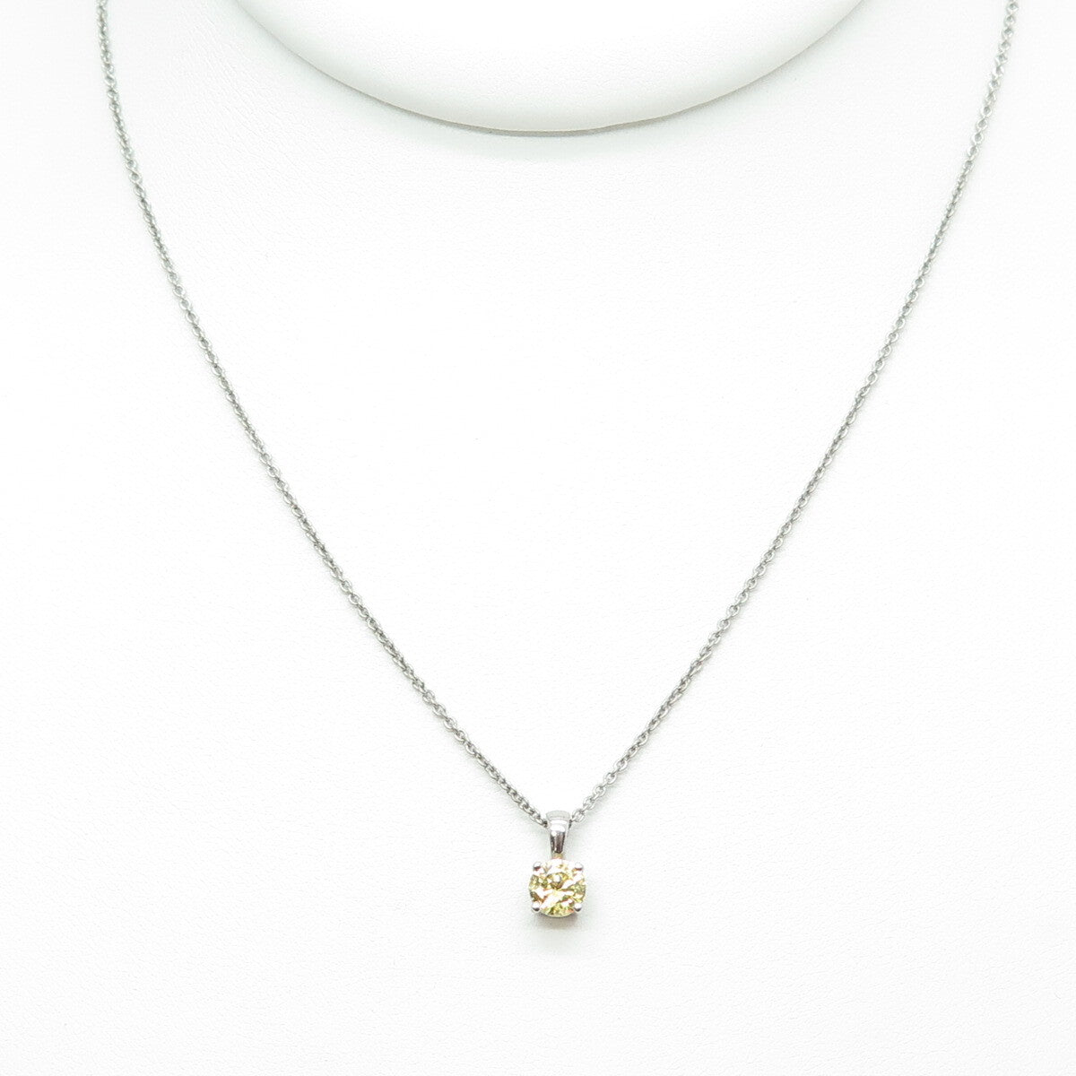 925 Sterling Silver Round-Cut Canary C Z Cable Chain Necklace 18-20"