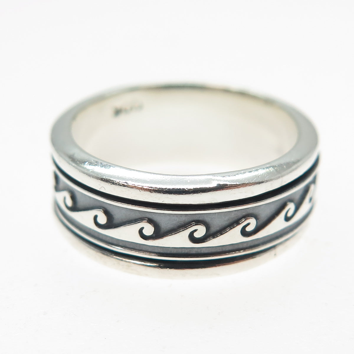 925 Sterling Silver Vintage Celtic Wave Rotating Band Ring Size 6.5