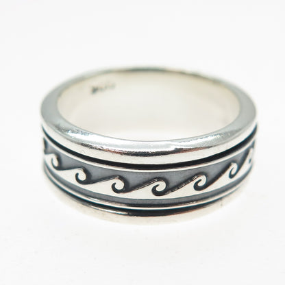 925 Sterling Silver Vintage Celtic Wave Rotating Band Ring Size 6.5