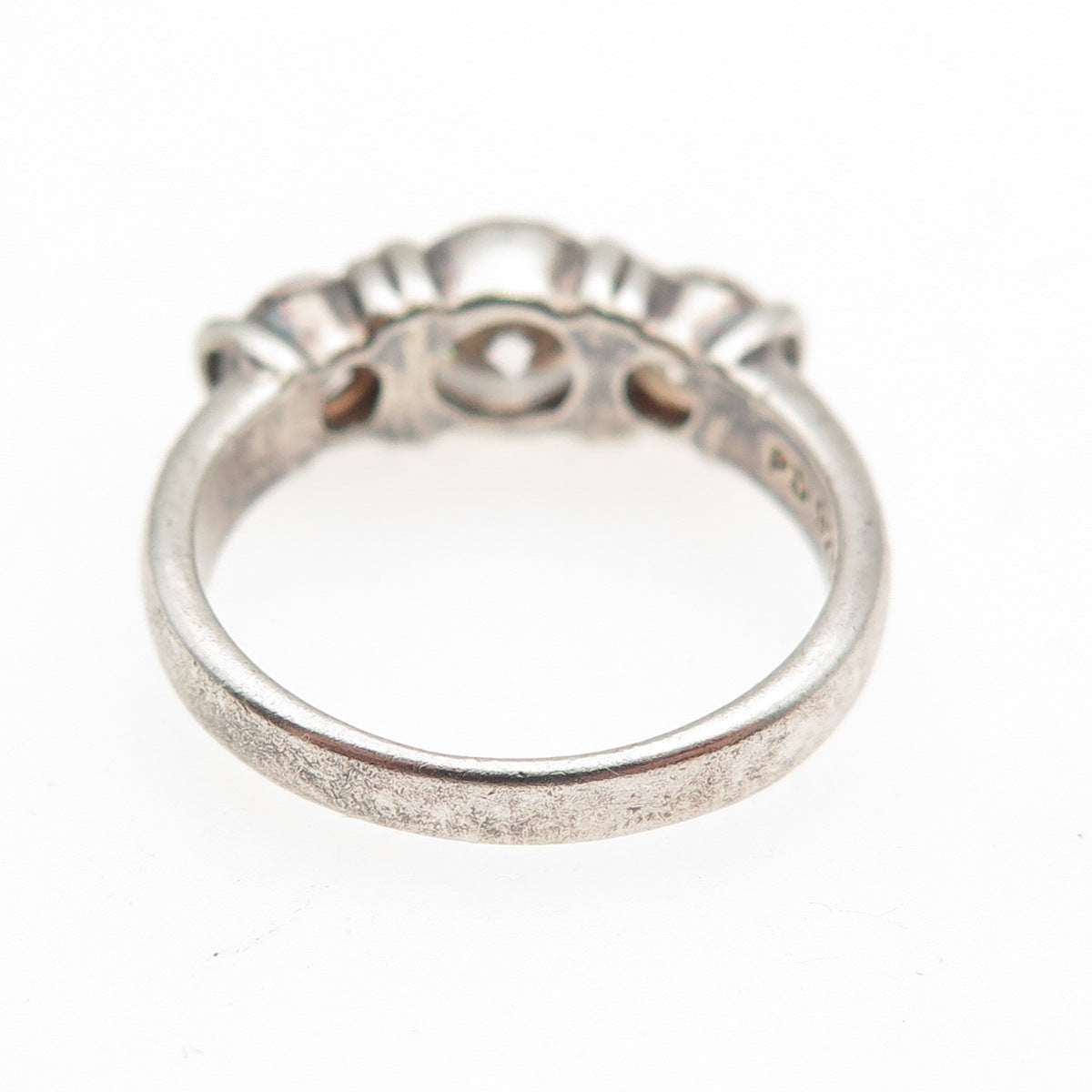 925 Sterling Silver Vintage Round-Cut C Z Oxidized Promise Ring Size 7