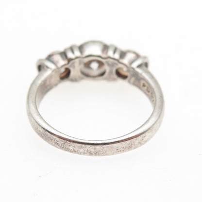 925 Sterling Silver Vintage Round-Cut C Z Oxidized Promise Ring Size 7