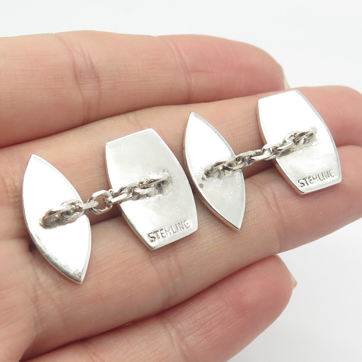 925 Sterling Silver Vintage Niello Hindu Goddess Cufflinks