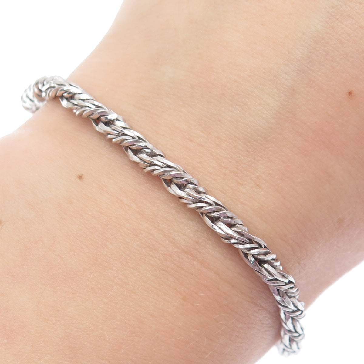 DYADEMA 925 Sterling Silver Vintage Italy Twisted Rope Link Bracelet 7.75"