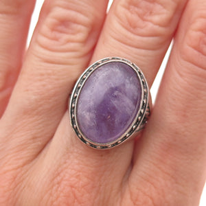 Carolyn Pollack 925 Sterling Silver Vintage Real Amethyst Oxidized Ring Size 7