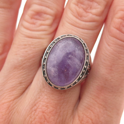 Carolyn Pollack 925 Sterling Silver Vintage Real Amethyst Oxidized Ring Size 7