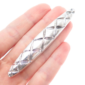 925 Sterling Silver Vintage Modernist Crisscross Oxidized Pin Brooch