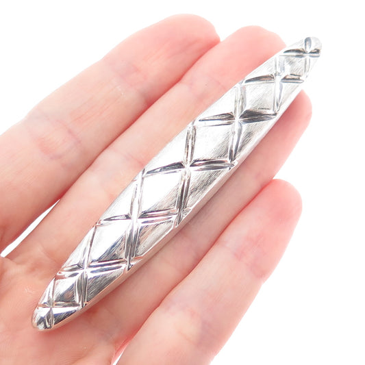 925 Sterling Silver Vintage Modernist Crisscross Oxidized Pin Brooch