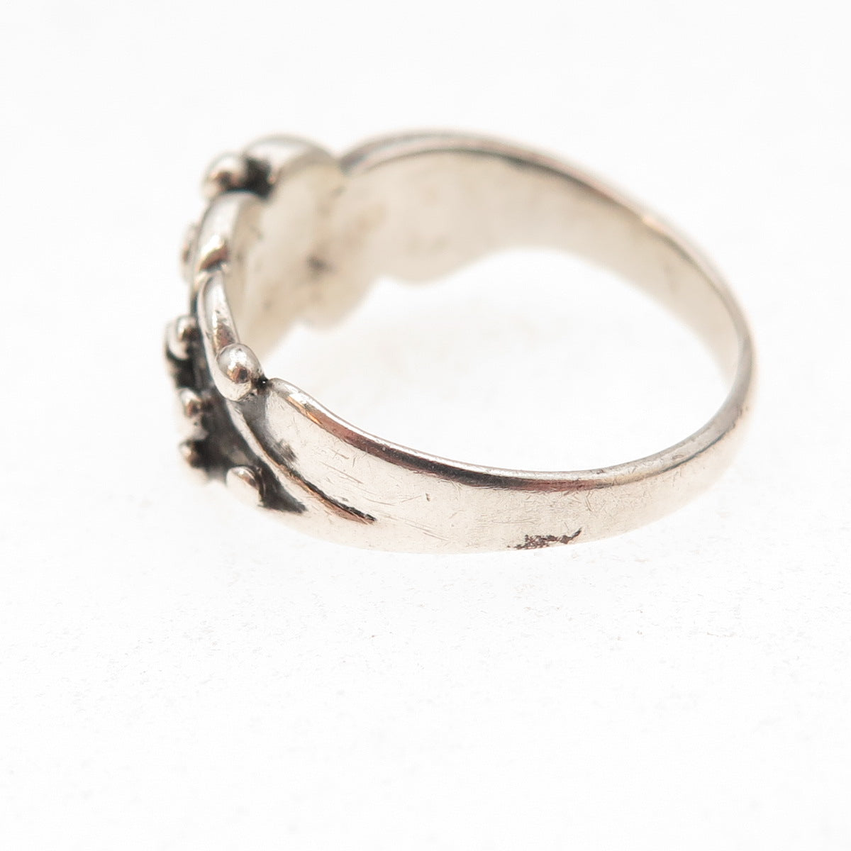 925 Sterling Silver Vintage Modernist Wavy Oxidized Ring Size 6.75