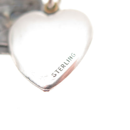 925 Sterling Antique Enamel Clover Horseshoe Chatelaine Heart Mini Slide Pendant