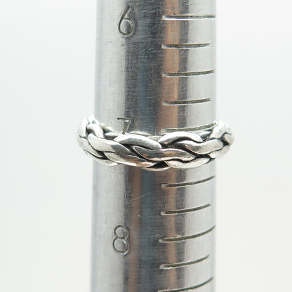 925 Sterling Silver Vintage Braided Oxidized Band Ring Size 7.25