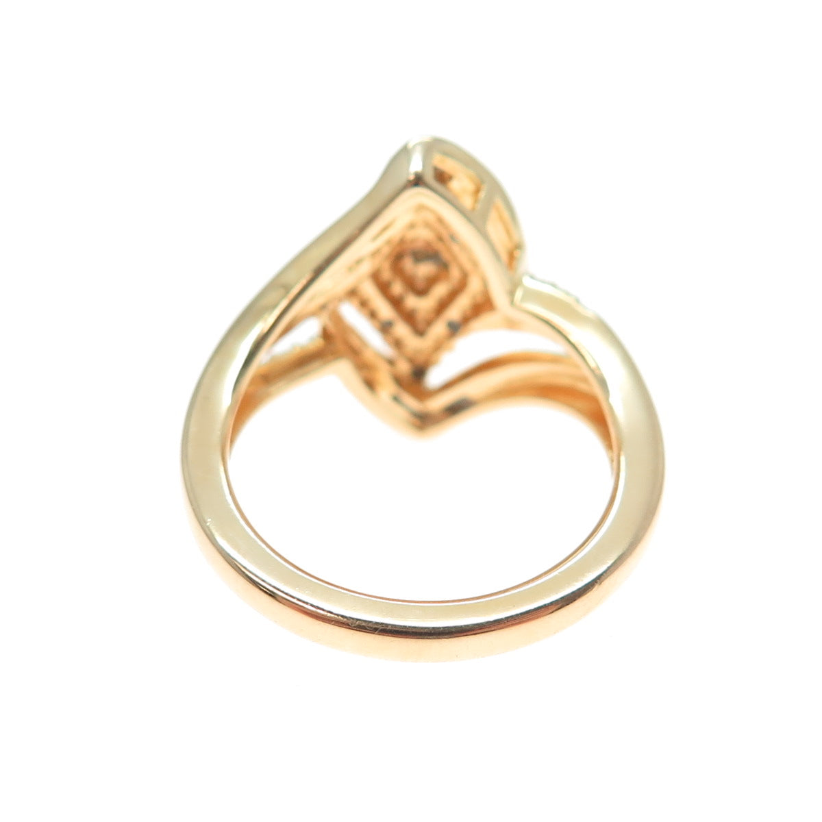 SUN 925 Sterling Silver Gold Plated Real Round-Cut Diamond Ring Size 7.25