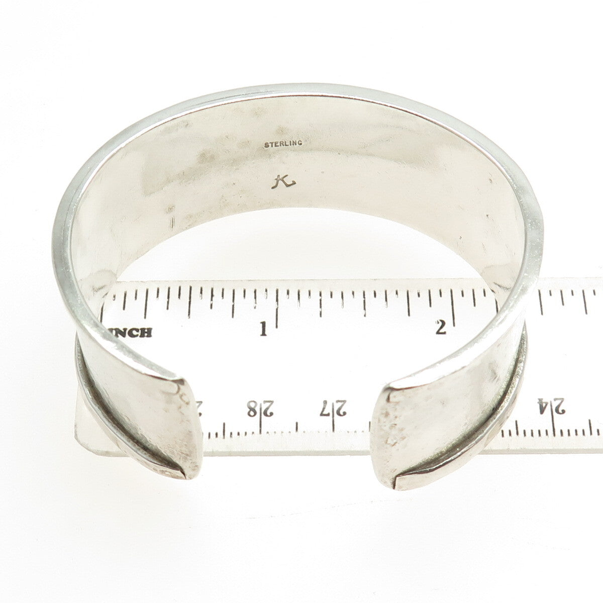 KENNY GUERRO Navajo Old Pawn 925 Sterling Silver Glass Adjustable Bracelet 6.75"
