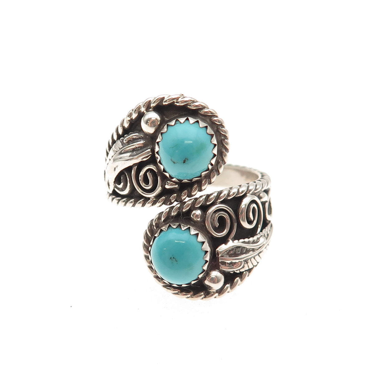 Sarah Curley Navajo Old Pawn Sterling Vintage Turquoise Adjustable Ring Size 8.5