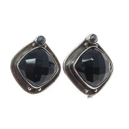 ECHO OF THE DREAMER Sterling Vintage Real Black Onyx Hematite Oxidized Earrings