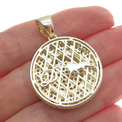 DADWANI 925 Sterling Silver Gold Plated C Z Sparkle Round Pendant