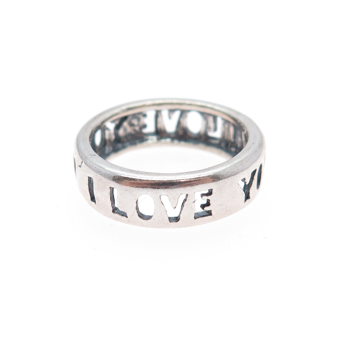 925 Sterling Silver Vintage I Love You Oxidized Band Ring Size 5.75