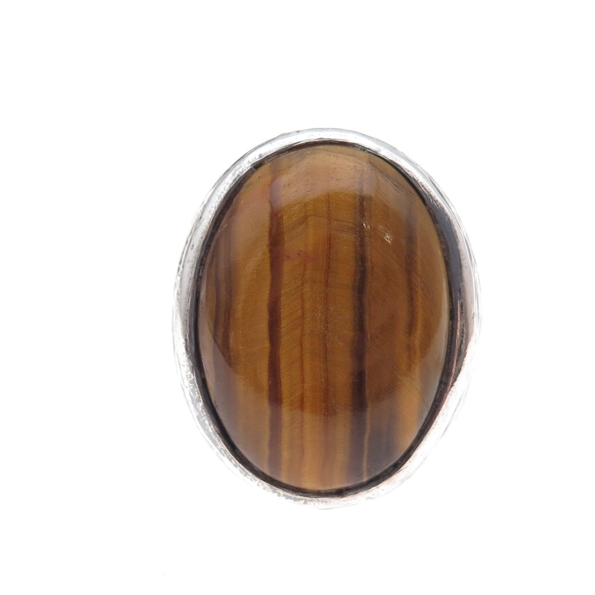925 Sterling Silver Vintage Real Tiger Eye Modernist Oxidized Ring Size 10