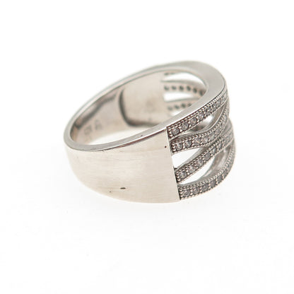 925 Sterling Silver Round-Cut C Z Crisscross Ring Size 7.25