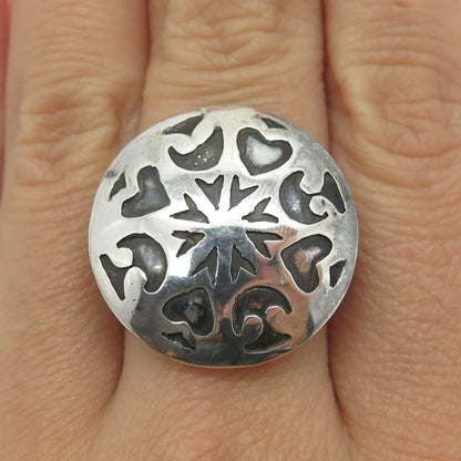 925 Sterling Silver Vintage Spades Playing Cards Symbol Oxidized Ring Size 6
