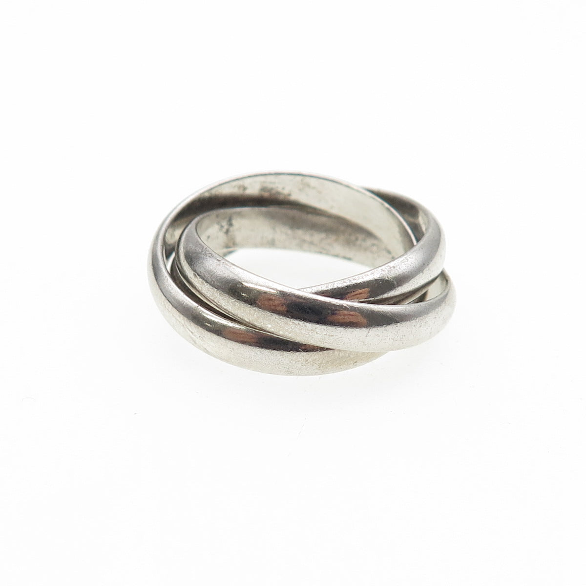 925 Sterling Silver Vintage Italy Interlocked Trinity Band Ring Size 4.75
