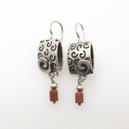 SILPADA 925 Sterling Silver Real Goldstone Spiral Earrings