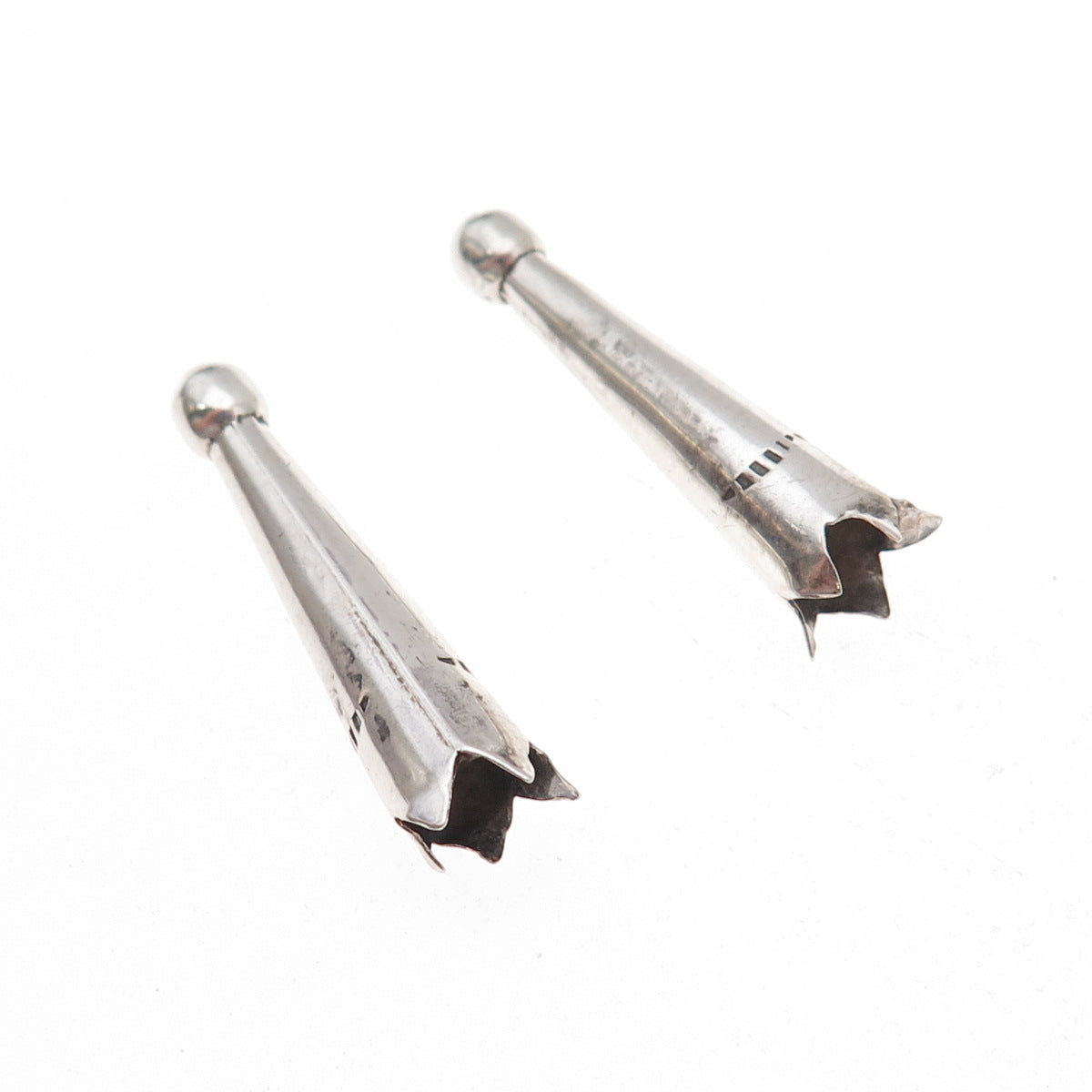 Old Pawn 925 Sterling Silver Vintage Southwestern Tribal SET of 2 Bolo Tips