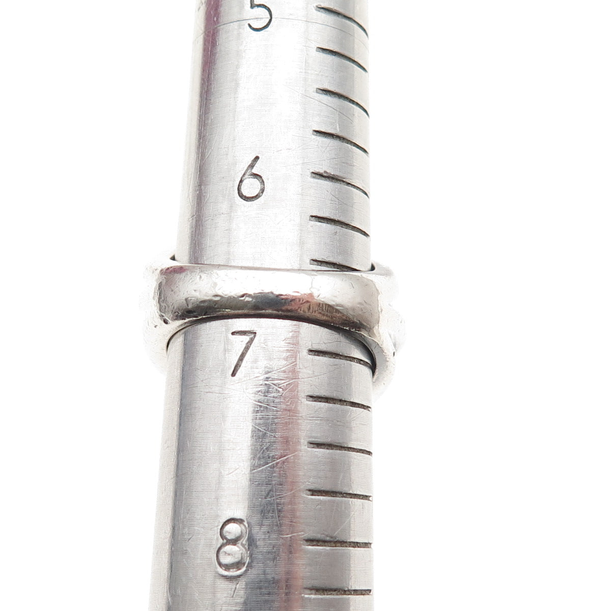 925 Sterling Silver Vintage Modernist Crossed Oxidized Ring Size 6.75