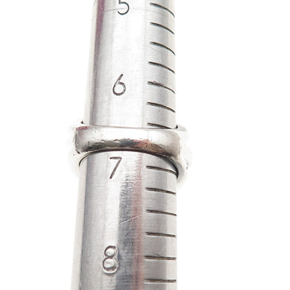 925 Sterling Silver Vintage Modernist Crossed Oxidized Ring Size 6.75