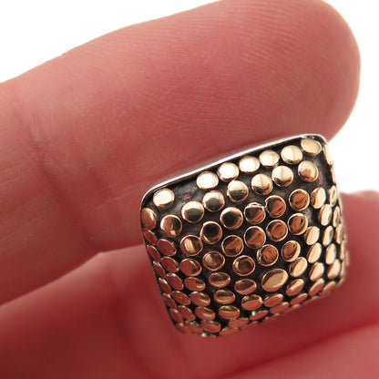 John Hardy 925 Sterling Silver 18K Gold Vintage Dotted Cufflinks (missing part)