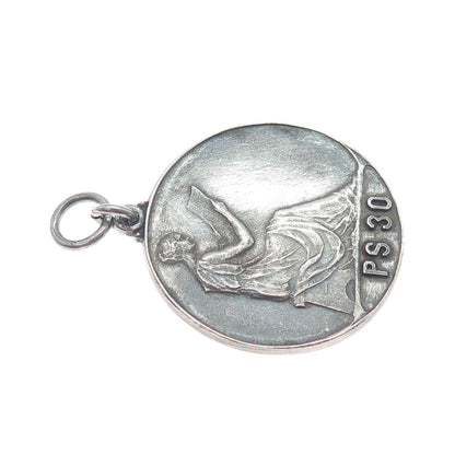 MOELLER Sterling Silver Antique 1920 General Excellence Public School 30 Pendant