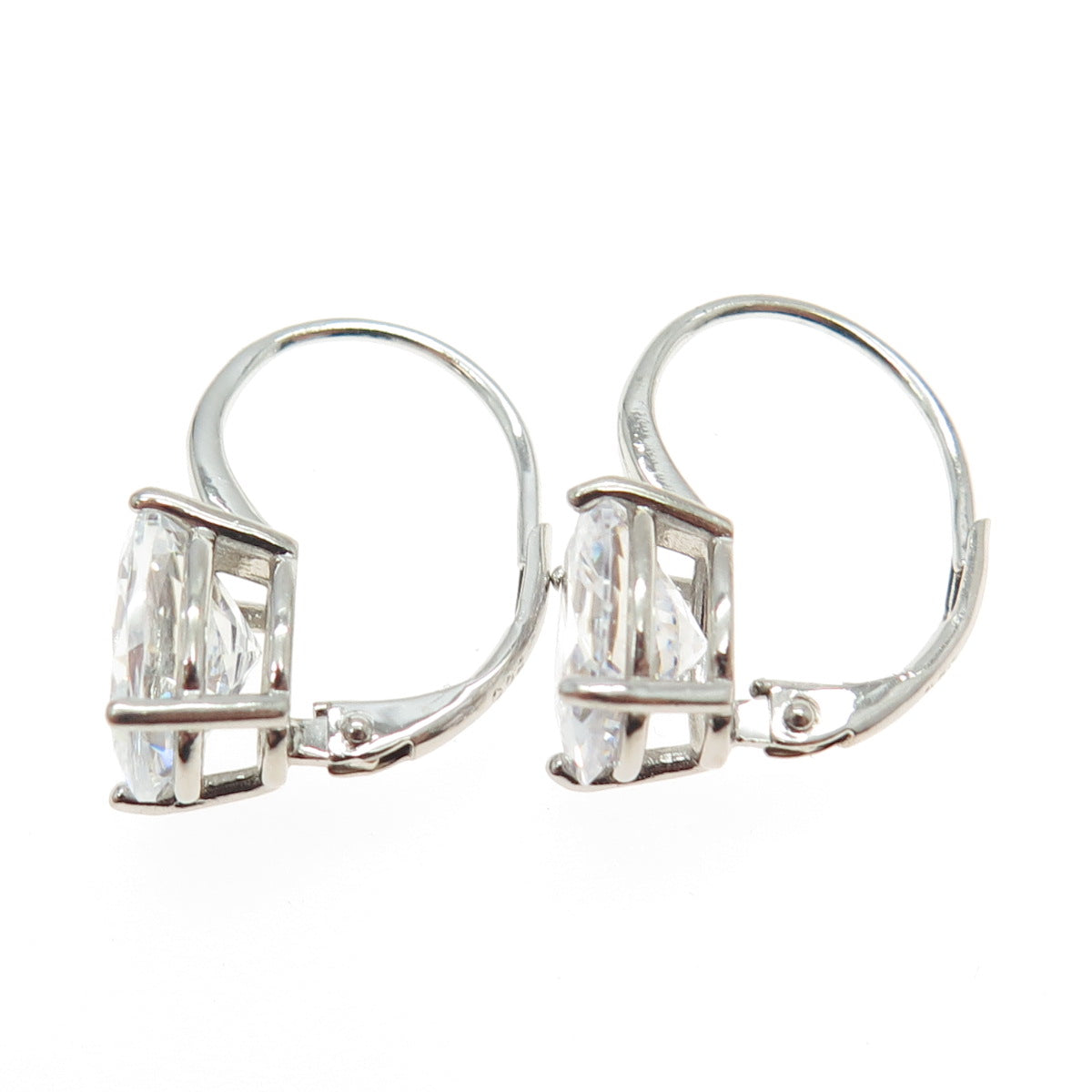 925 Sterling Silver Oval-Cut C Z Earrings