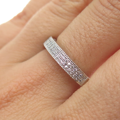 925 Sterling Silver Round-Cut C Z Half Eternity Band Ring Size 9