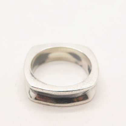 925 Sterling Silver Vintage Concave Square Ring Size 4.75