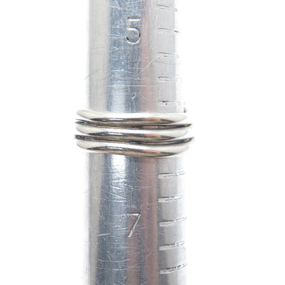 925 Sterling Silver Vintage Modernist Bypass Adjustable Ring Size 6.25