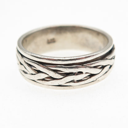 925 Sterling Silver Vintage Celtic Braided Rotating Band Ring Size 10.75
