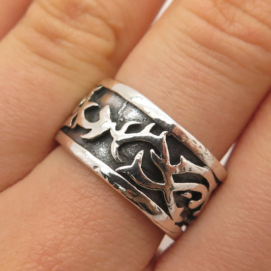 925 Sterling Silver Vintage Ornate Band Ring Size 8.75