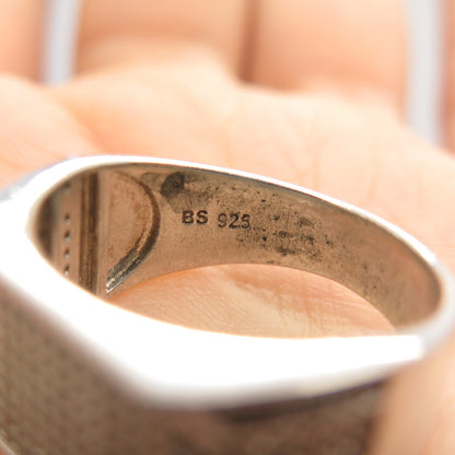925 Sterling Silver Pave C Z Signet Ring Size 10 3/4