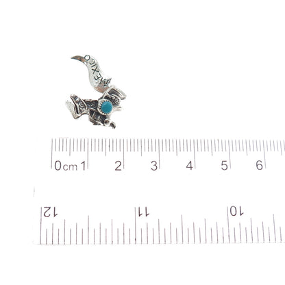 PACIFIC JEWELRY Old Pawn 925 Sterling Turquoise Mexico Horse Saddle Mini Pendant